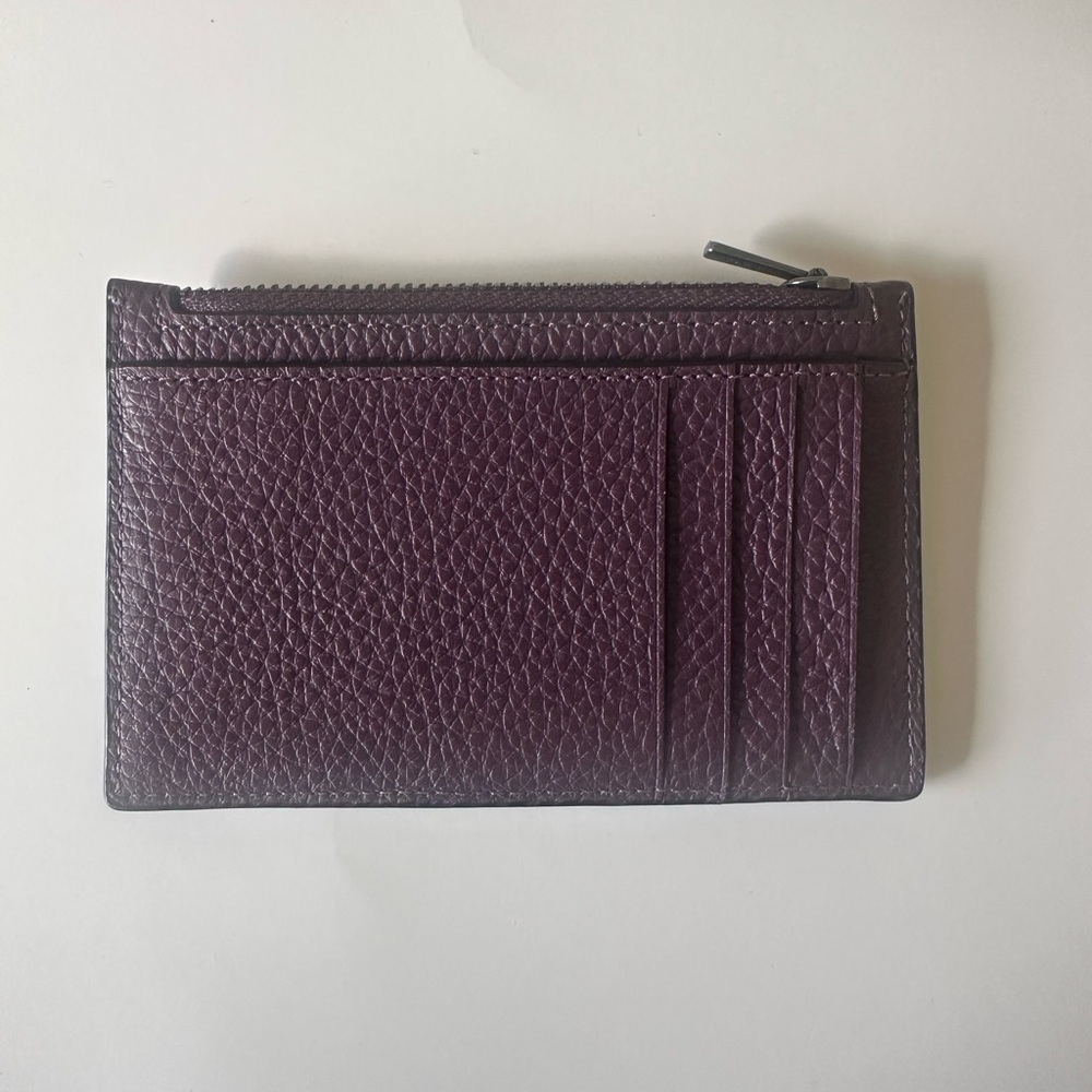Coach Dark Purple Leather Card Wallet